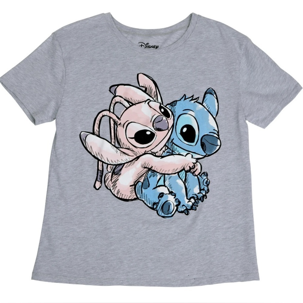 Lilo & Stitch Disney Angel Hugging Graphic Tee Small Pop Culture Casual Tropical